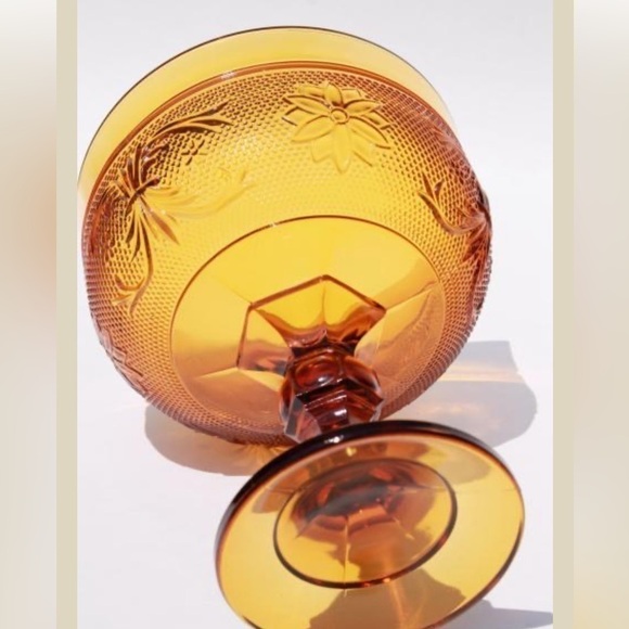 Vintage amber glass pedestal compote - Picture 2 of 5